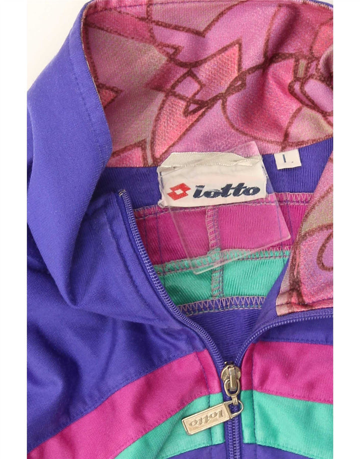 Lotto Mens Tracksuit Top Jacket Large Purple Colourblock