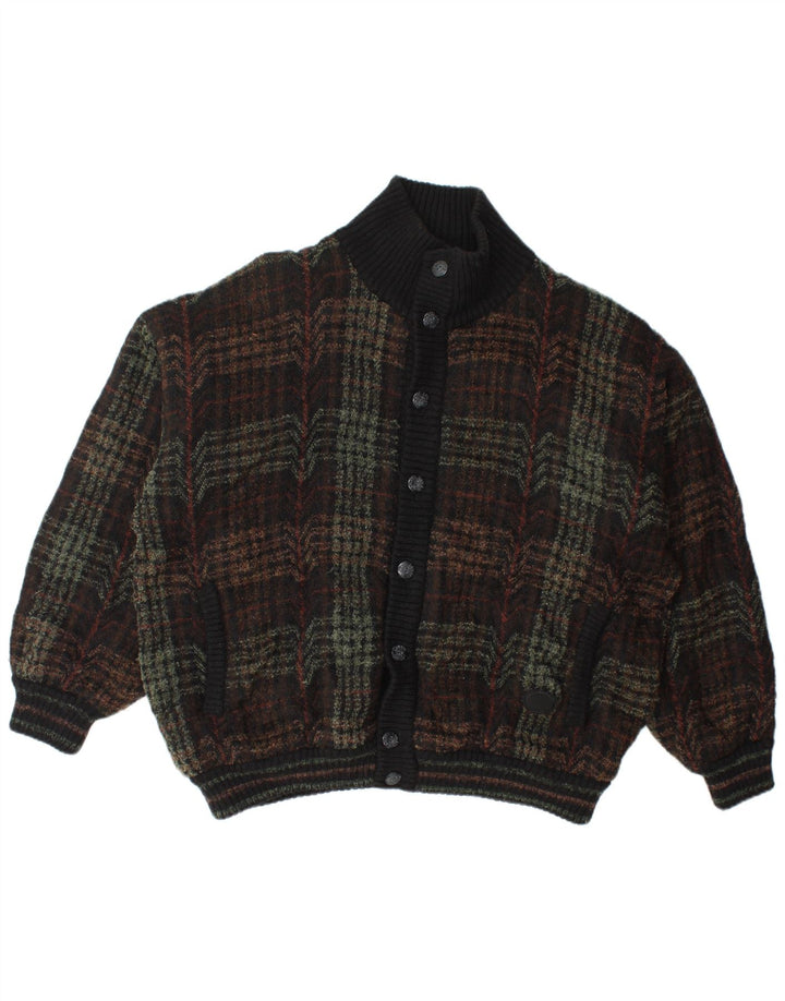 Lancetti Mens Knit Bomber Jacket UK 40 Large Green Check
