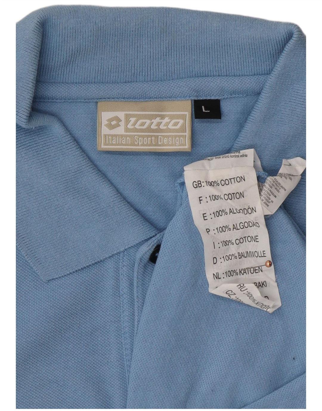 LOTTO Mens Polo Shirt Large Blue Cotton
