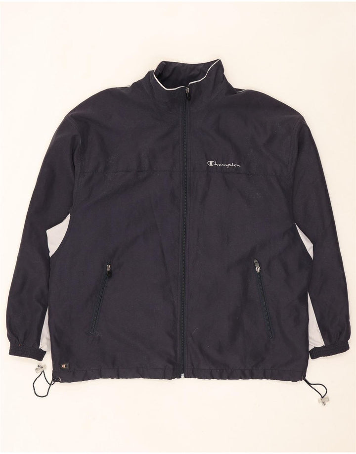 Champion Mens Tracksuit Top Jacket Large Navy Blue Colourblock Polyester