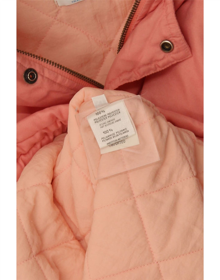 Benetton Womens Hooded Padded Jacket UK 18 XL Pink Polyester