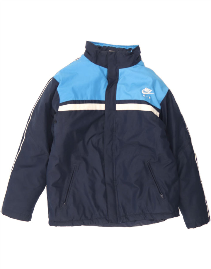 NIKE Boys Windbreaker Jacket 12-13 Years Large Navy Blue Colourblock Vintage Nike and Second-Hand Nike from Messina Hembry 
