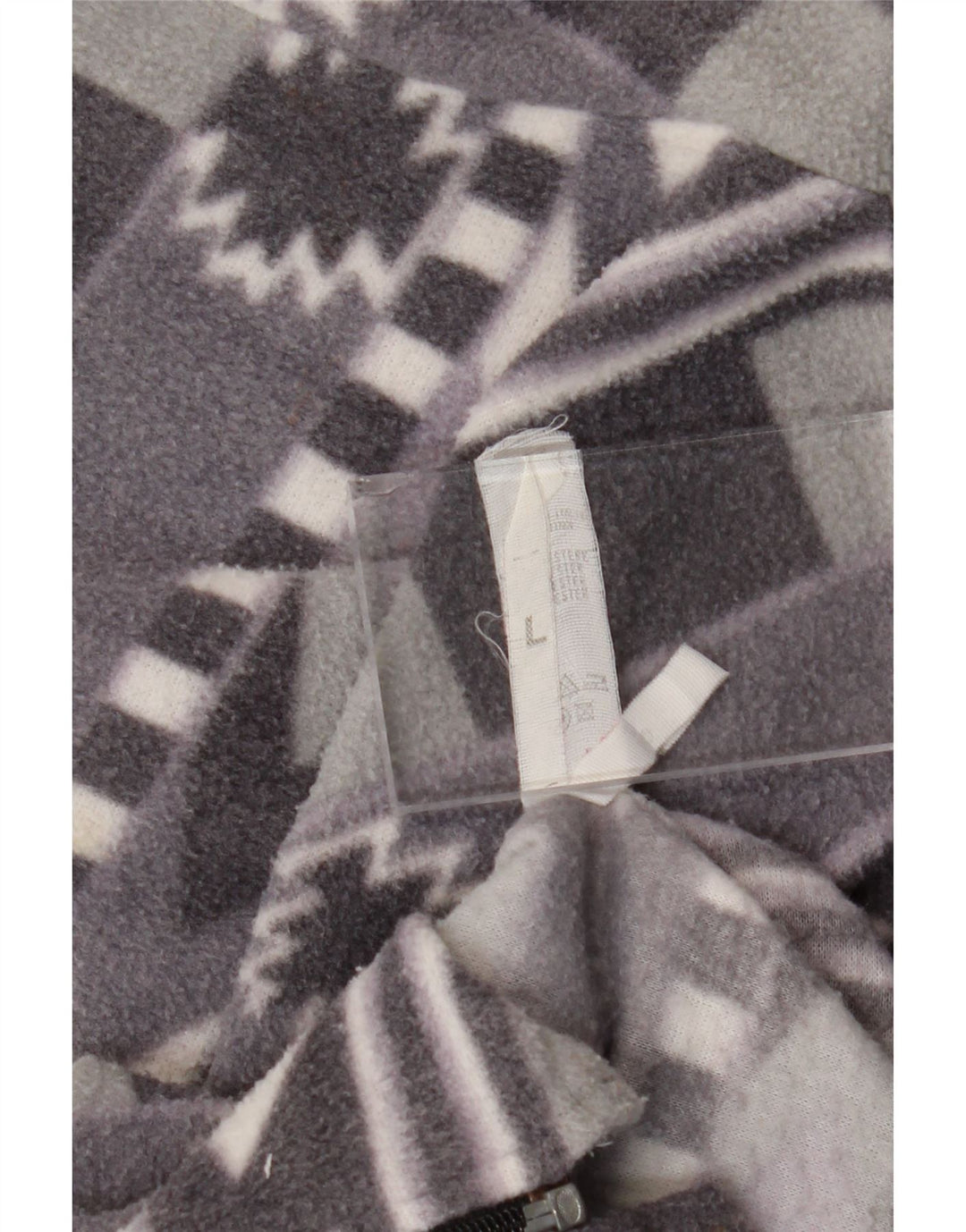 Vintage Mens Fleece Jacket UK 40 Large Grey Fair Isle Polyester Aztec