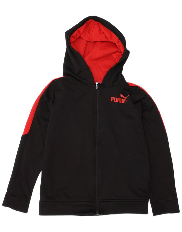 Puma Boys Zip Hoodie Sweater 7-8 Years Black Colourblock Polyester