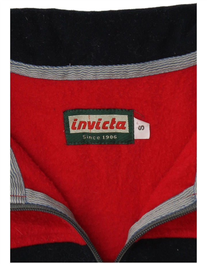 INVICTA Mens Graphic Zip Neck Fleece Jumper Small Red Colourblock