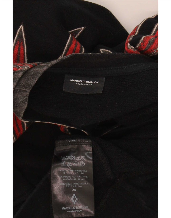 Marcelo Burlon Mens Abstract Pattern Sweatshirt Jumper XS Black Cotton