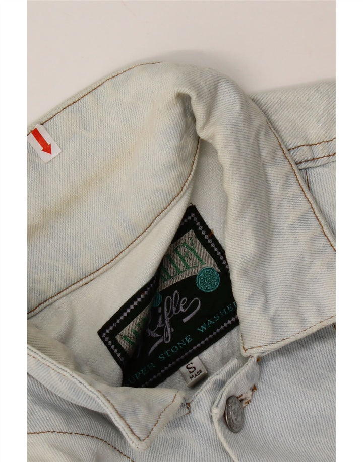 RIFLE Womens Crop Oversized Denim Jacket UK 10 Small Blue Cotton