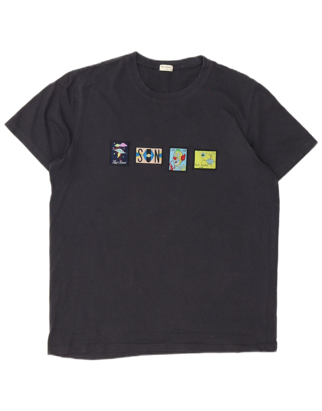 Paul Smith Mens Graphic T-Shirt Top Medium Grey Cotton