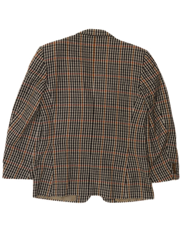 VINTAGE Mens 2 Button Blazer Jacket IT 50 Large Grey Houndstooth Wool