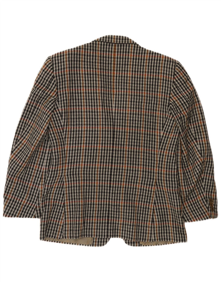 VINTAGE Mens 2 Button Blazer Jacket IT 50 Large Grey Houndstooth Wool