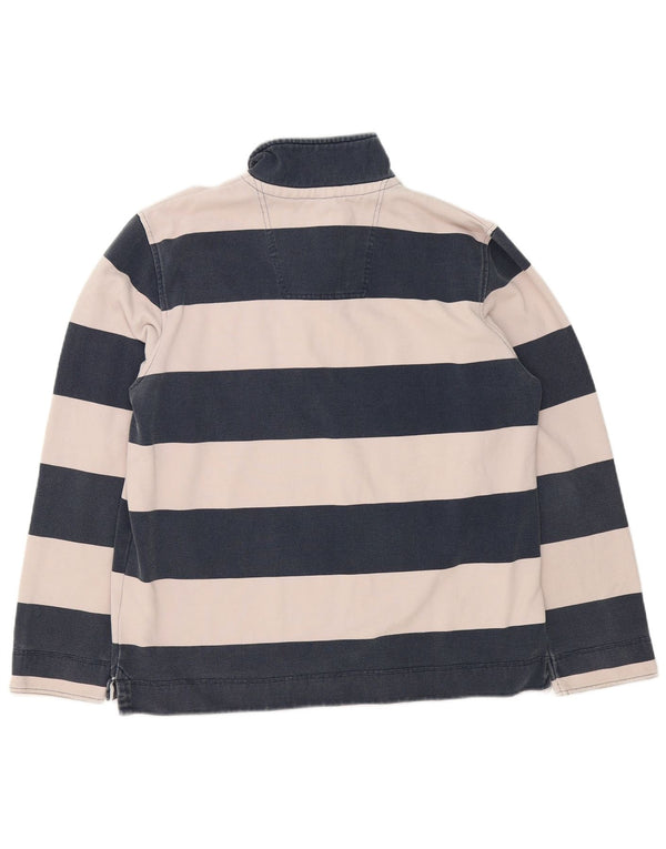 Crew Clothing Mens Zip Neck Sweatshirt Jumper XL Navy Blue Striped Cotton