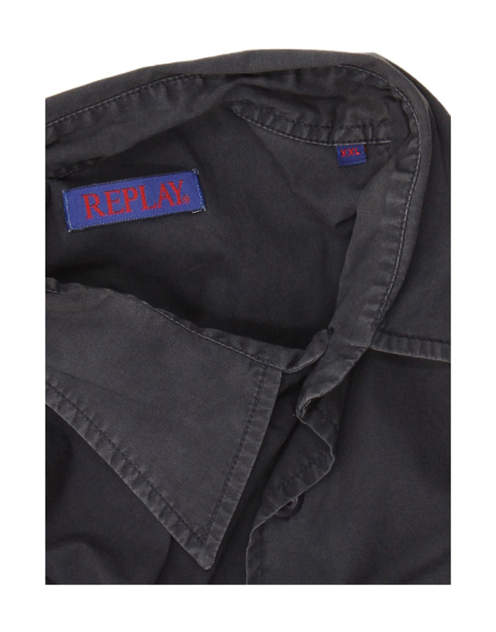 REPLAY Mens Short Sleeve Shirt 2XL Grey