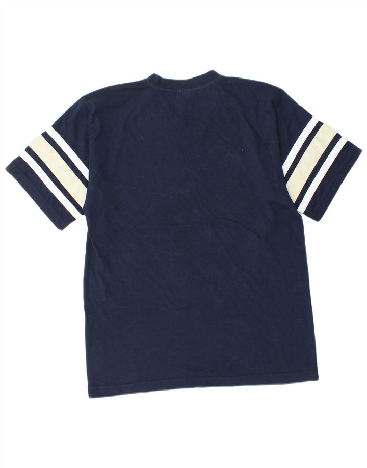 CHAMPION Mens Graphic T-Shirt Top Small Navy Blue Colourblock Cotton
