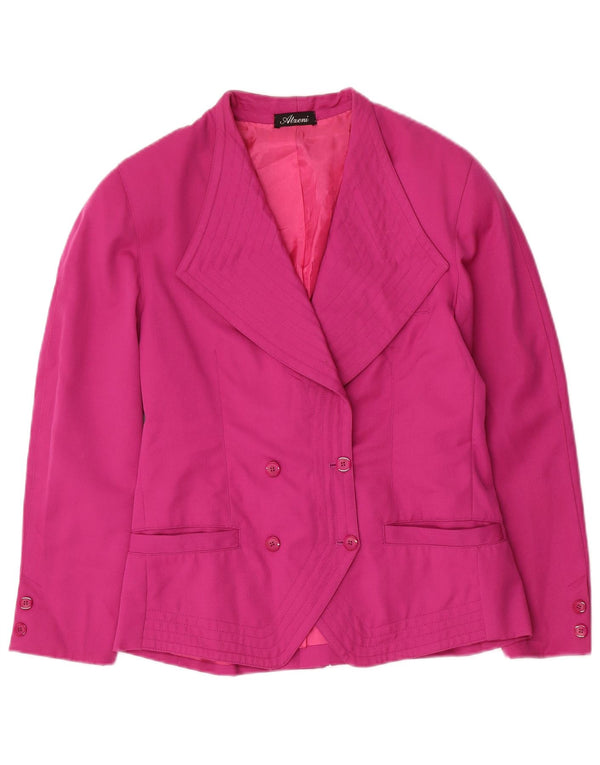 Vintage Womens Double Breasted Blazer Jacket UK 12 Medium Pink