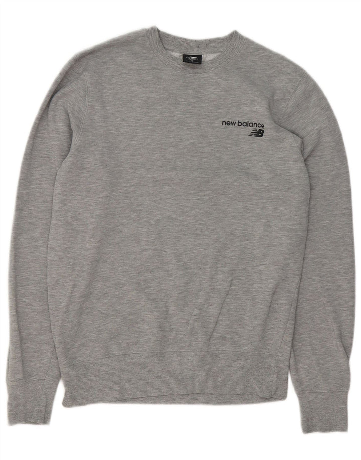 New Balance Mens Sweatshirt Jumper Small Grey Cotton