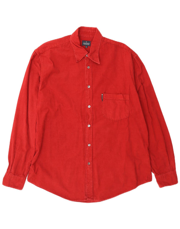 Trussardi Jeans Mens Corduroy Shirt XL Red Cotton