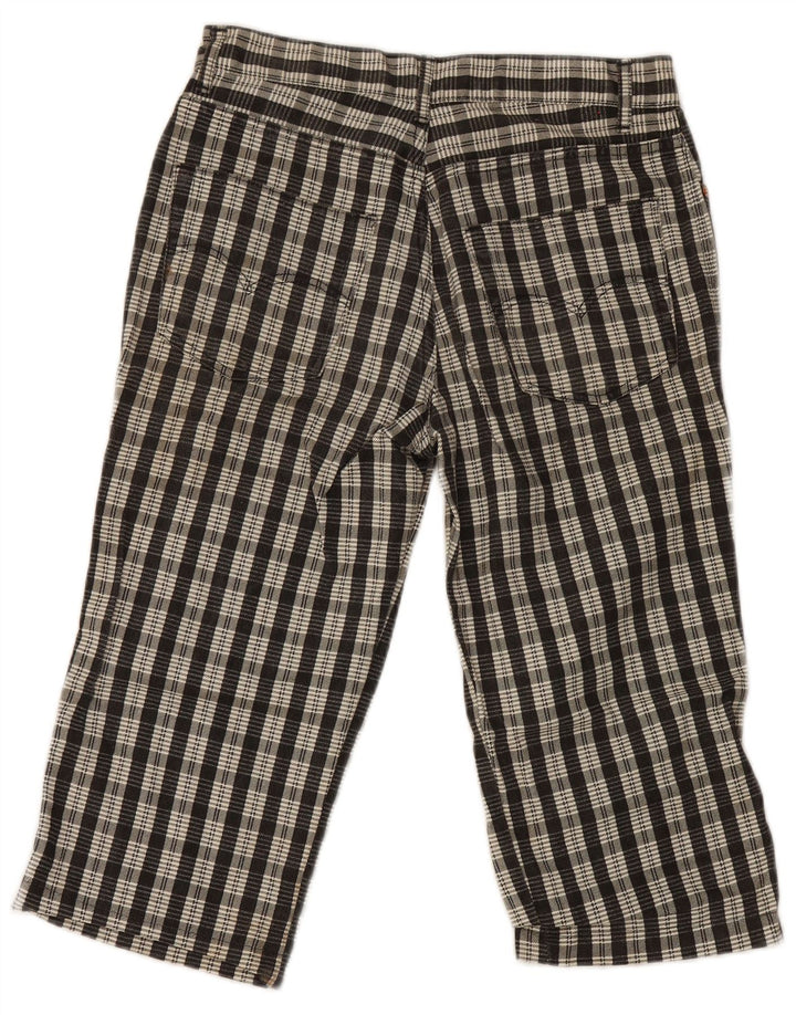 Pit Stop Womens Capri Trousers W32 L19 Black Check Cotton
