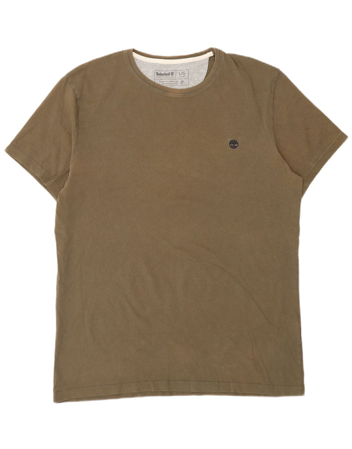 TIMBERLAND Mens Slim Fit T-Shirt Top Large Khaki Cotton