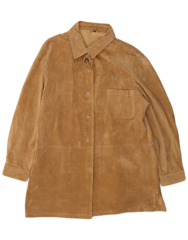 Julia S. Roma Womens Suede Jacket EU 42 Large Brown Leather