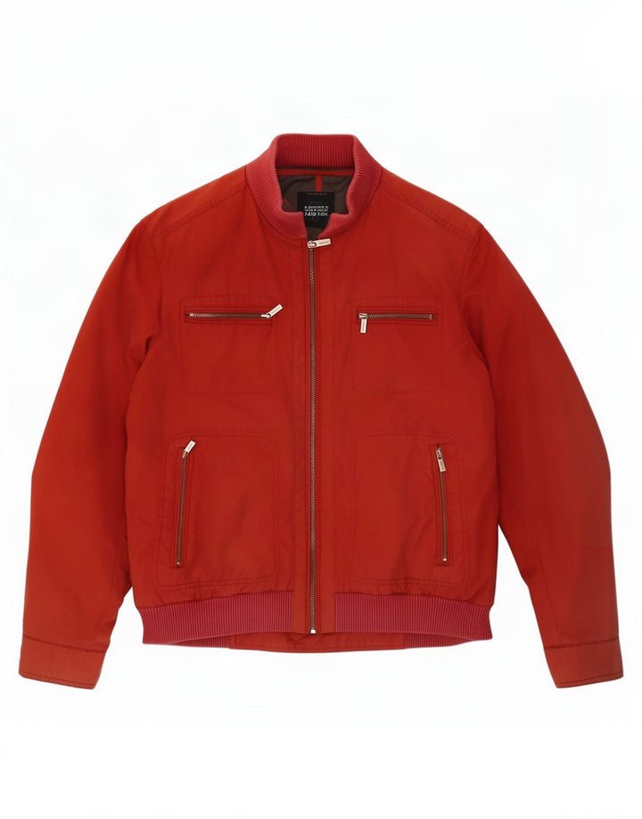 Massimo Dutti Mens Bomber Jacket UK 40 Large Red Nylon