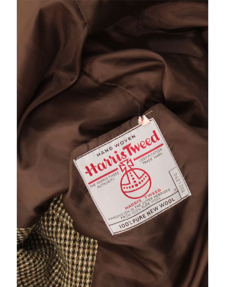 Harris Tweed Mens 3 Button Blazer Jacket UK 40 Large Brown Check New Wool