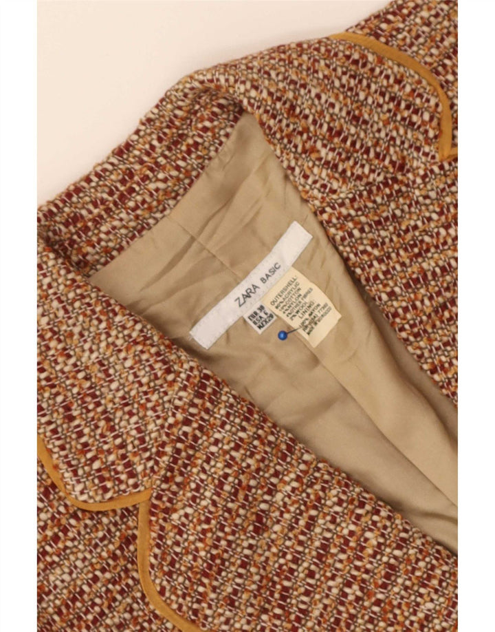 Zara Womens Blazer Jacket EU 38 Small Brown Flecked Acrylic