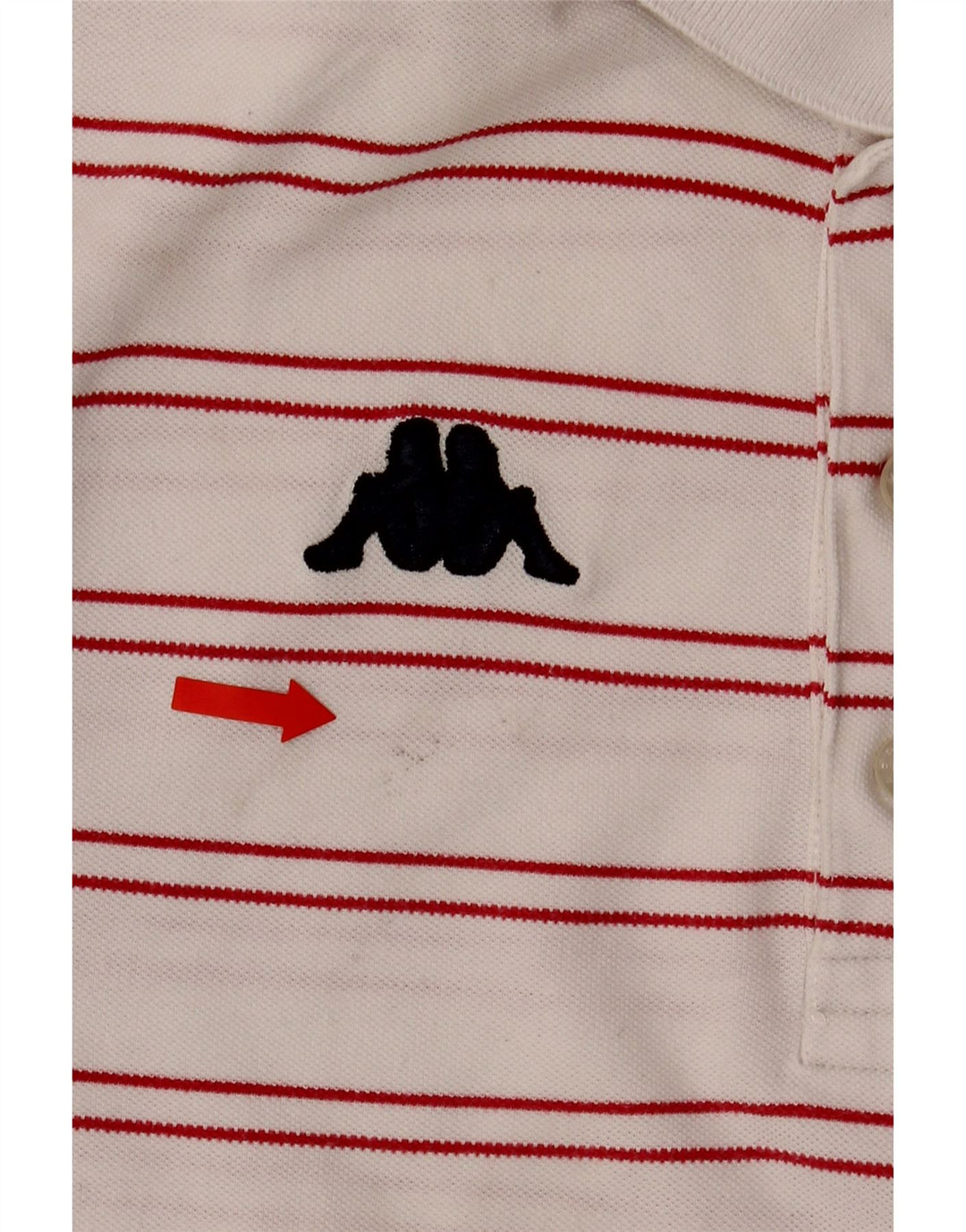 KAPPA Mens Polo Shirt Small White Striped Cotton Vintage Kappa and Second-Hand Kappa from Messina Hembry 