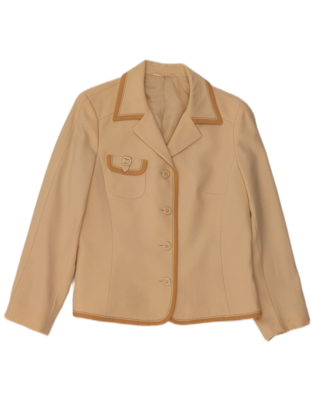 RALPH Womens 4 Button Blazer Jacket UK 16 Large Beige Virgin Wool