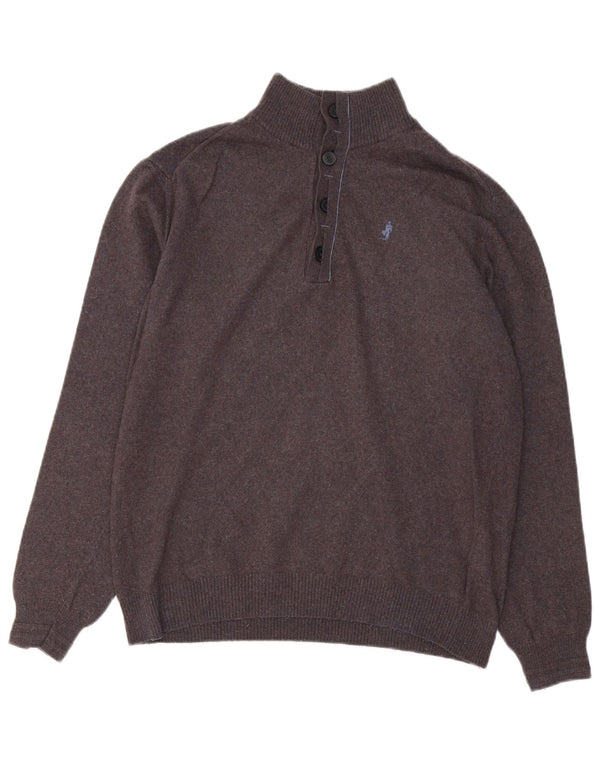 MARLBORO CLASSICS Womens Button Neck Jumper Sweater UK 18 XL Grey Rayon