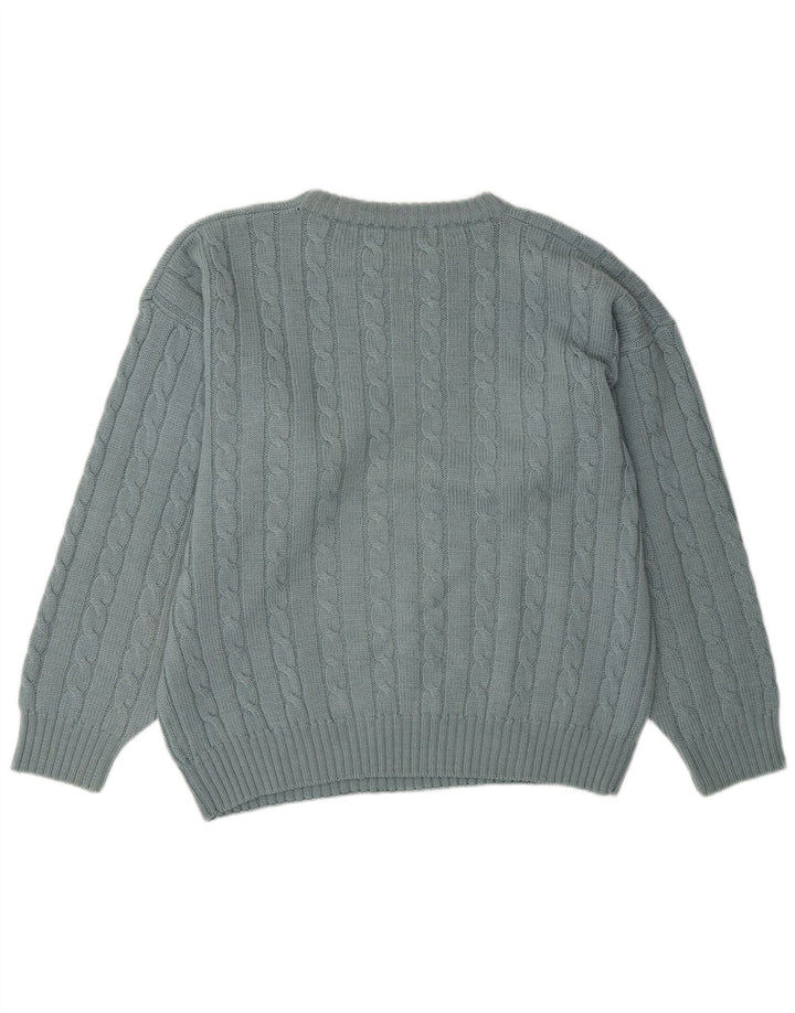 FILA Mens Loose Fit Crew Neck Jumper Sweater IT 50 Medium Blue Wool