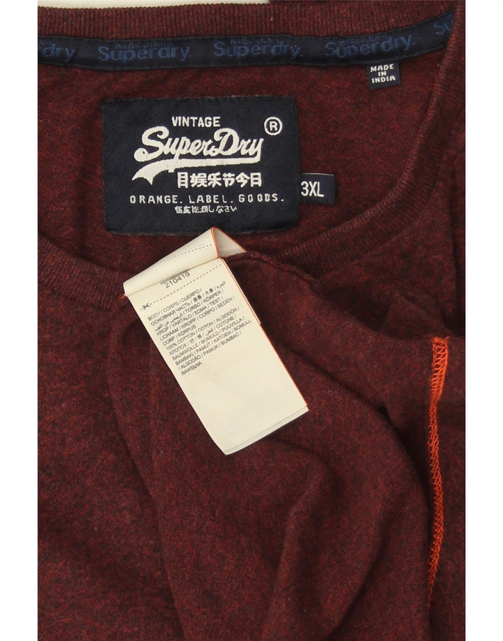 SUPERDRY Mens Top Long Sleeve 3XL Burgundy Cotton