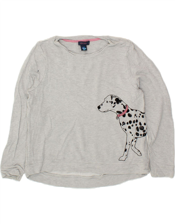 OASIS Womens Graphic Sweatshirt Jumper UK 16 Large Grey Viscose Vintage Oasis and Second-Hand Oasis from Messina Hembry 