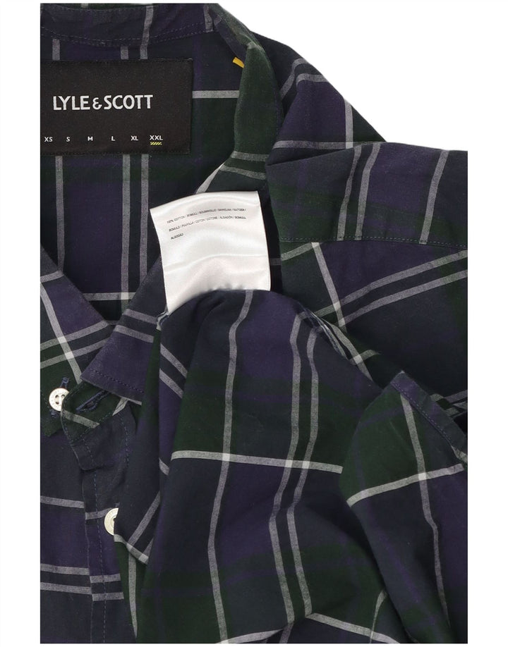 Lyle & Scott Mens Shirt 2XL Navy Blue Check Cotton