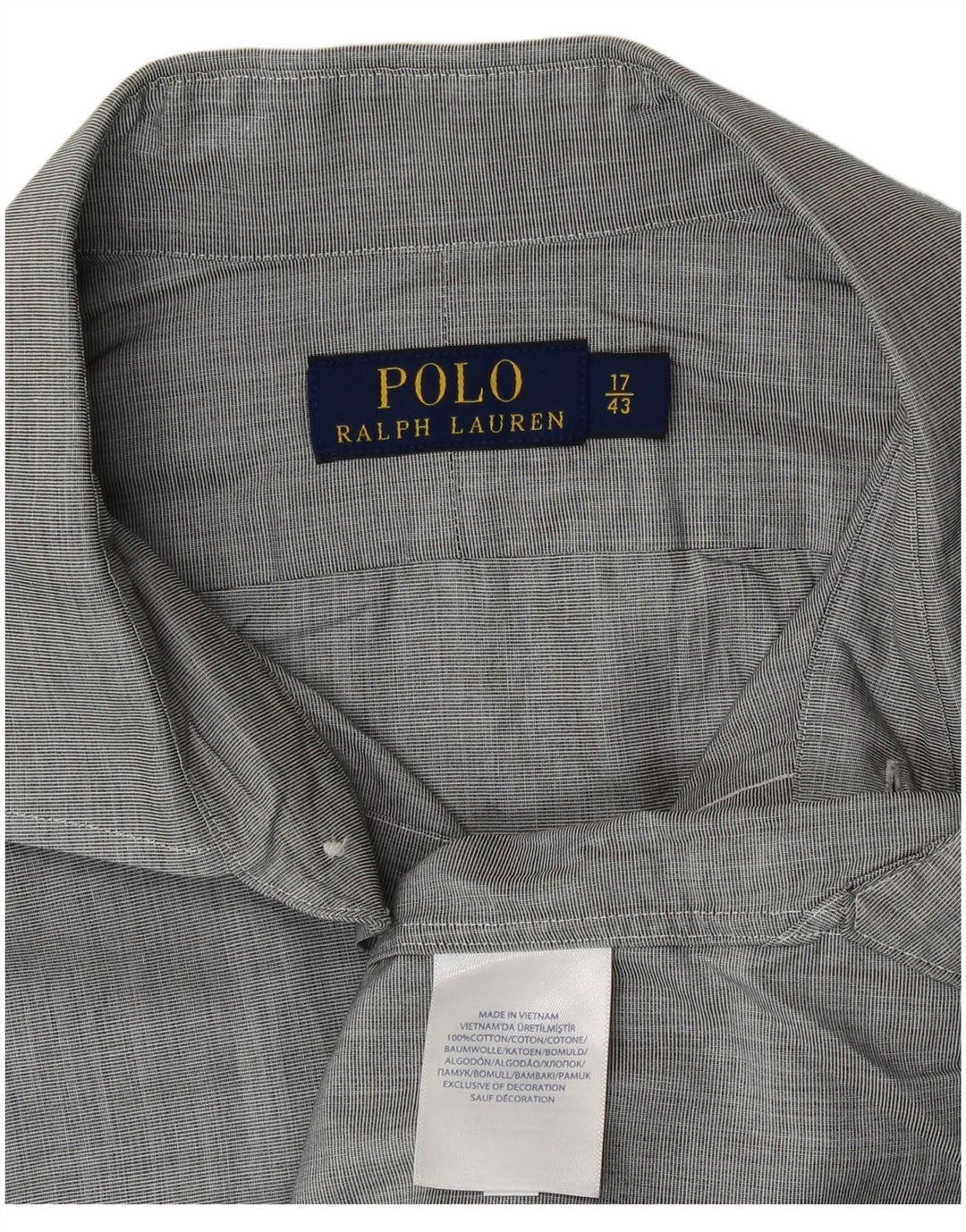 Polo Ralph Lauren Mens Shirt Size 17 43 XL Grey Cotton