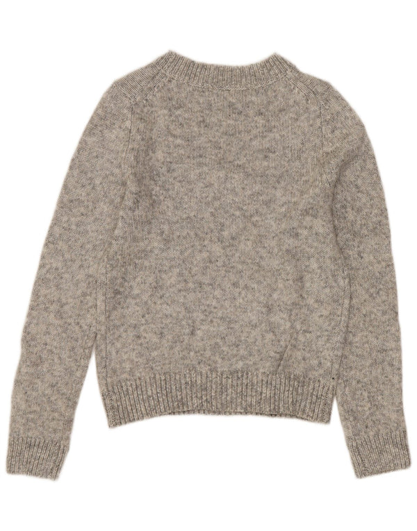 ZARA Womens Crop Crew Neck Jumper Sweater UK 12 Medium Grey Flecked