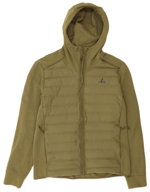 Adidas Mens Zip Hoodie Sweater Large Green Polyester Sports