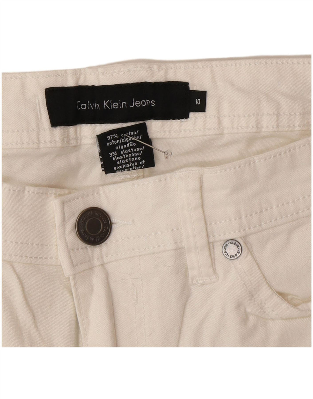 Calvin Klein Womens Straight Jeans US 10 Medium W30 L26 White Cotton