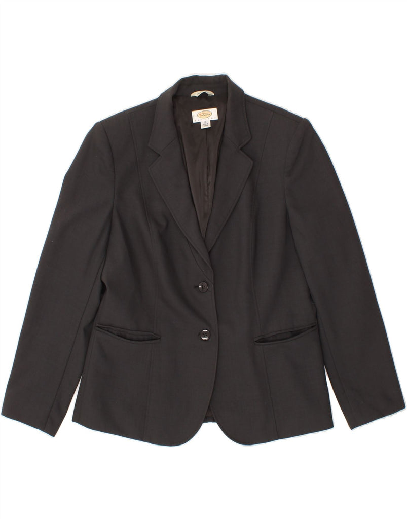 TALBOTS Womens Petite 2 Button Blazer Jacket US 10 Large Grey Wool Vintage Talbots and Second-Hand Talbots from Messina Hembry 