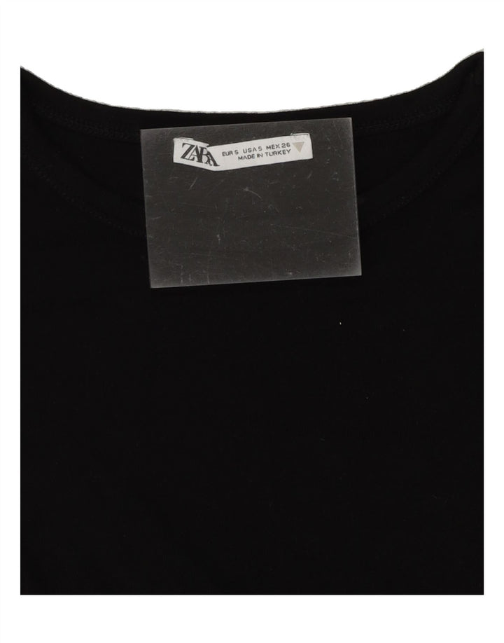 ZARA Womens Crop Blouse Top UK 8 Small Black Vintage Zara and Second-Hand Zara from Messina Hembry 