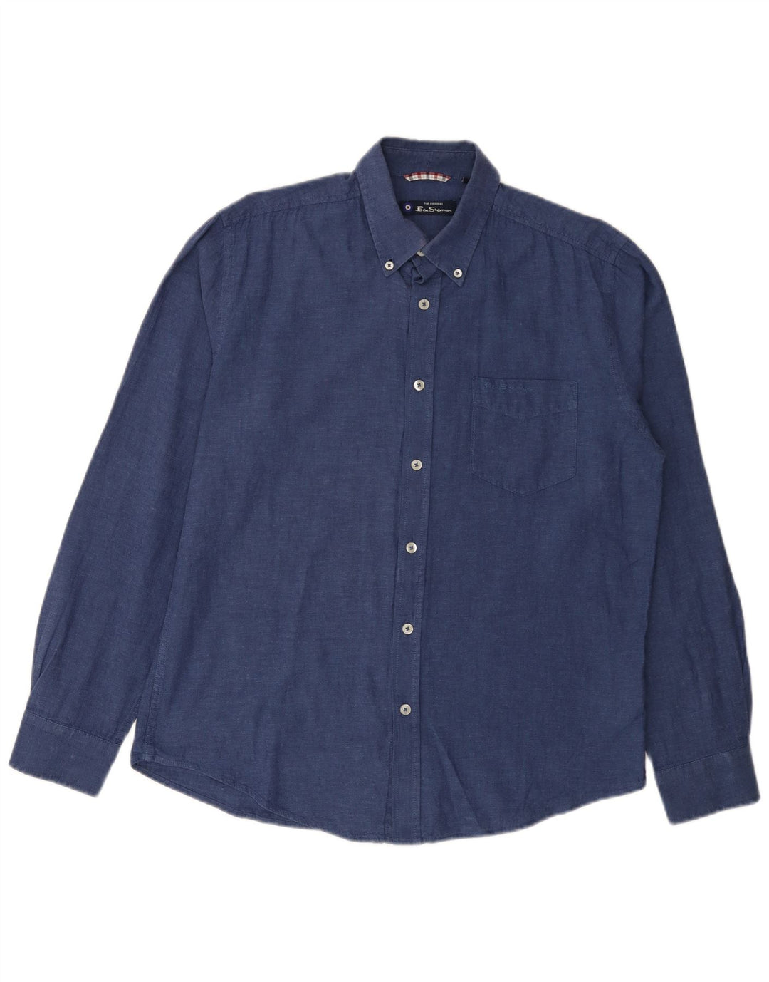 BEN SHERMAN Mens Shirt Medium Navy Blue Linen