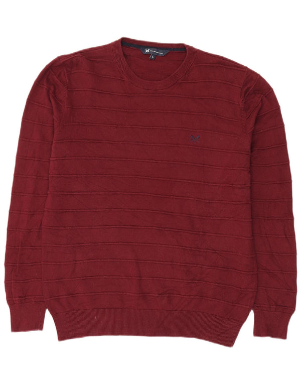 CREW CLOTHING Mens Crew Neck Jumper Sweater Large Burgundy Cotton