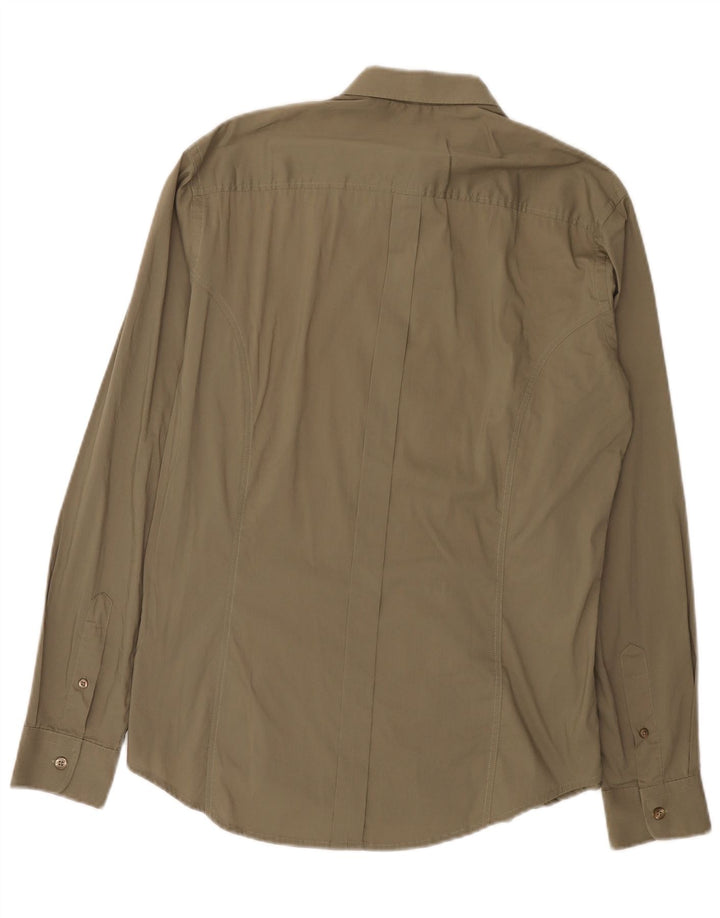 Carrera Mens Slim Fit Shirt Large Khaki Cotton