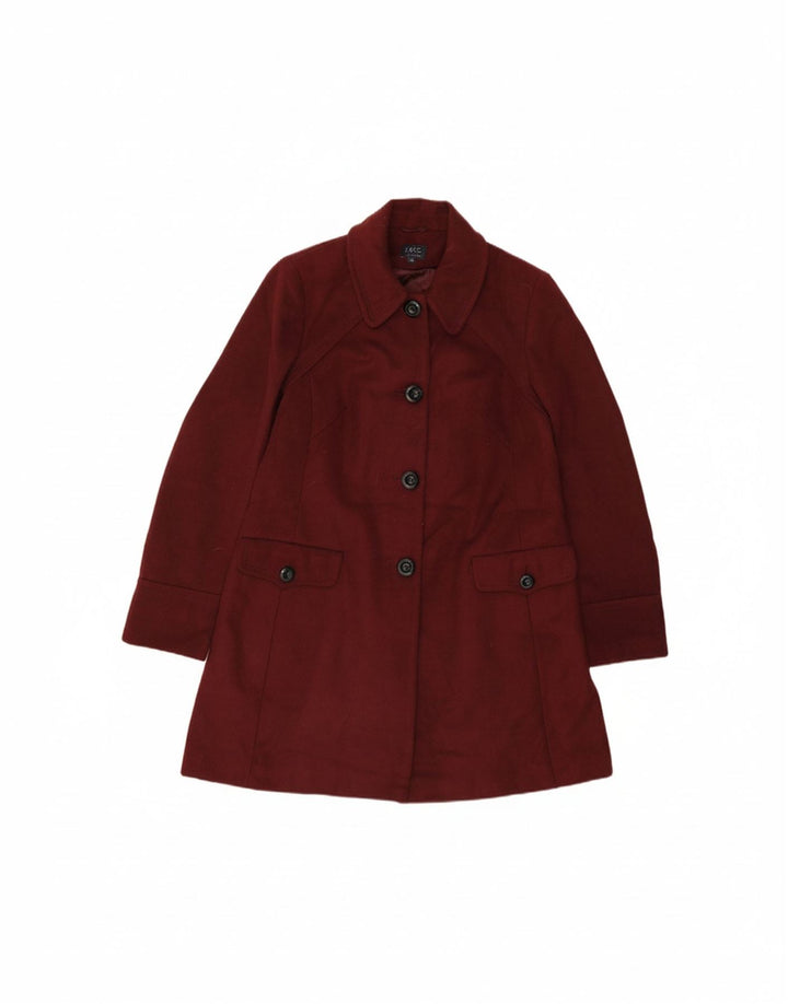 MARKS & SPENCER Womens Overcoat UK 12 Medium Burgundy Polyester