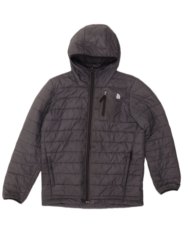 THE NORTH FACE Boys Hooded Padded Jacket 14-15 Years XL Grey Polyester