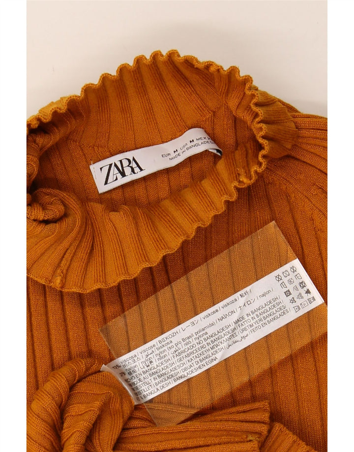 ZARA Womens Turtle Neck Jumper Sweater UK 12  Medium Brown Viscose Vintage Zara and Second-Hand Zara from Messina Hembry 