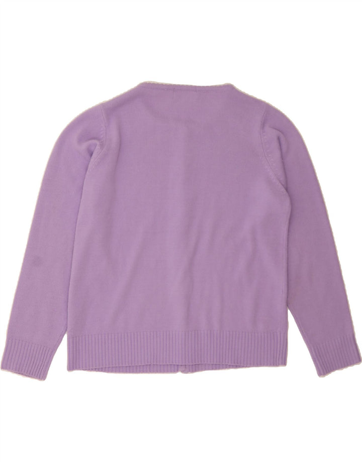 VINTAGE Womens Cardigan Sweater UK 16 Large Purple Floral Acrylic Vintage Vintage and Second-Hand Vintage from Messina Hembry 