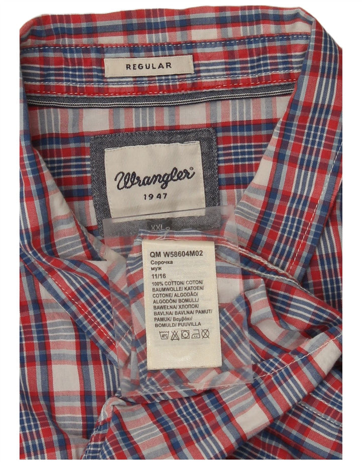 WRANGLER Mens Regular Fit Short Sleeve Shirt 2XL Multicoloured Check