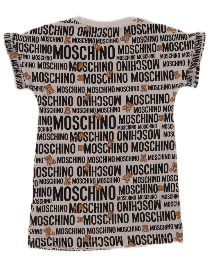 MOSCHINO Girls Graphic T-Shirt Top 7-8 Years Grey Cotton