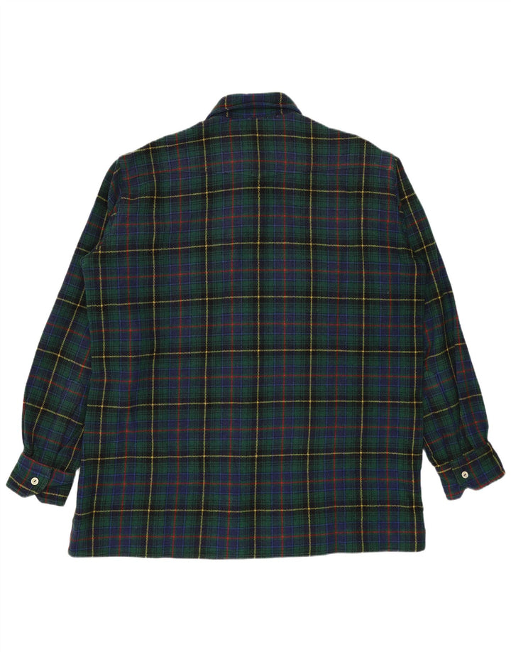 Vintage Mens Flannel Shirt Large Green Check