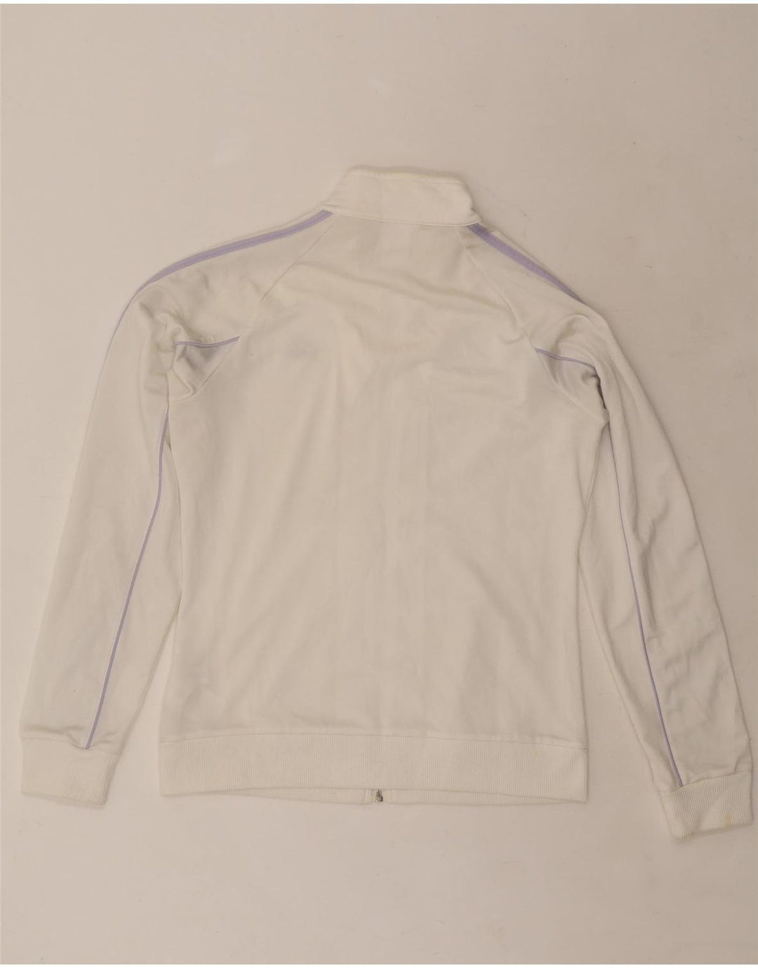 ADIDAS Womens Tracksuit Top Jacket UK 16 Large Off White Polyester